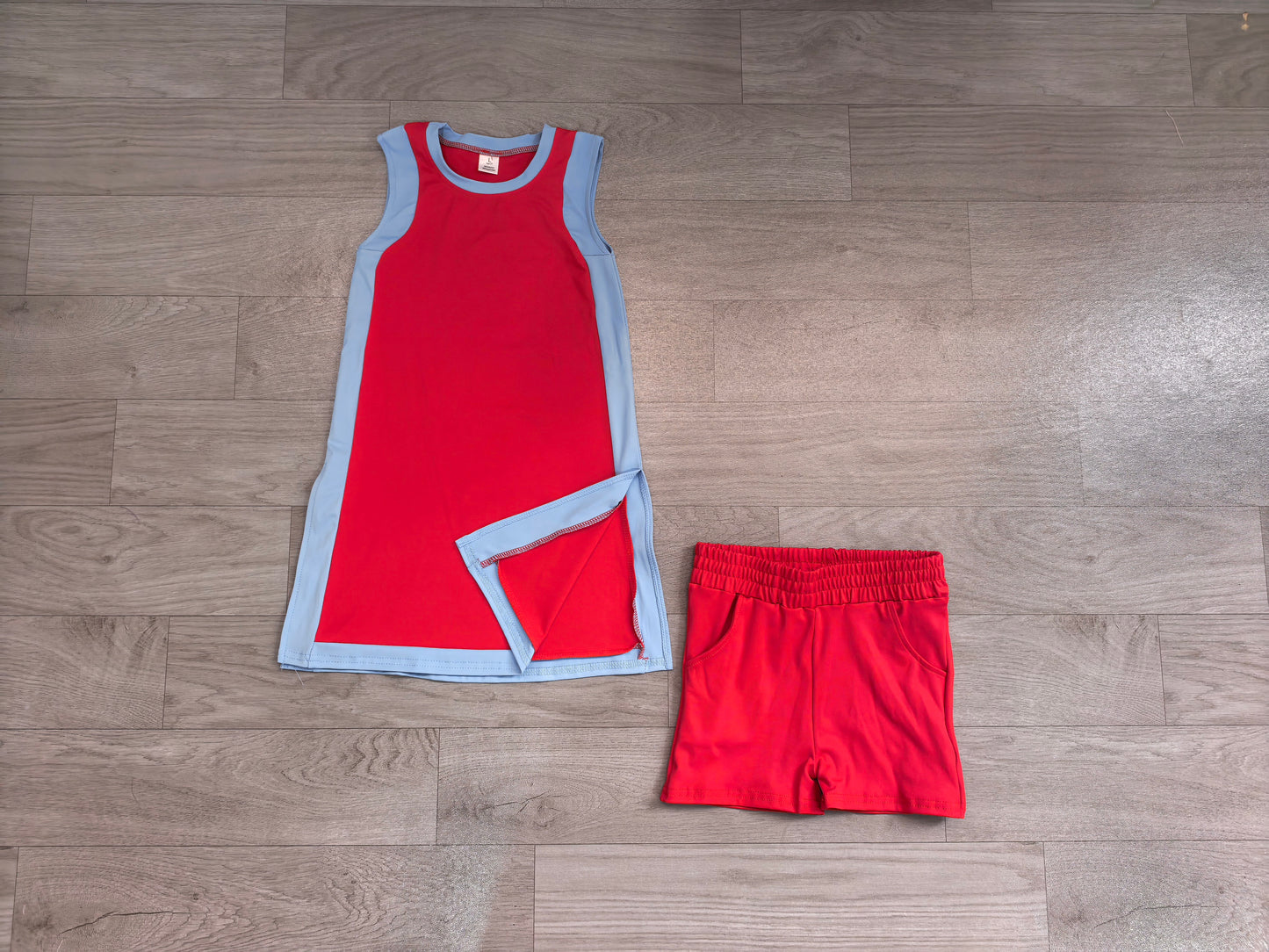 Pre order two pieces red yoga shorts set