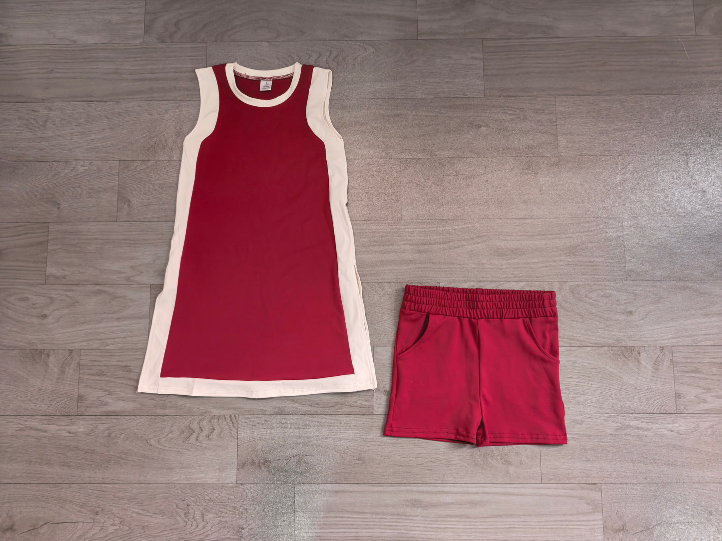 Pre order two pieces maroon yoga shorts set