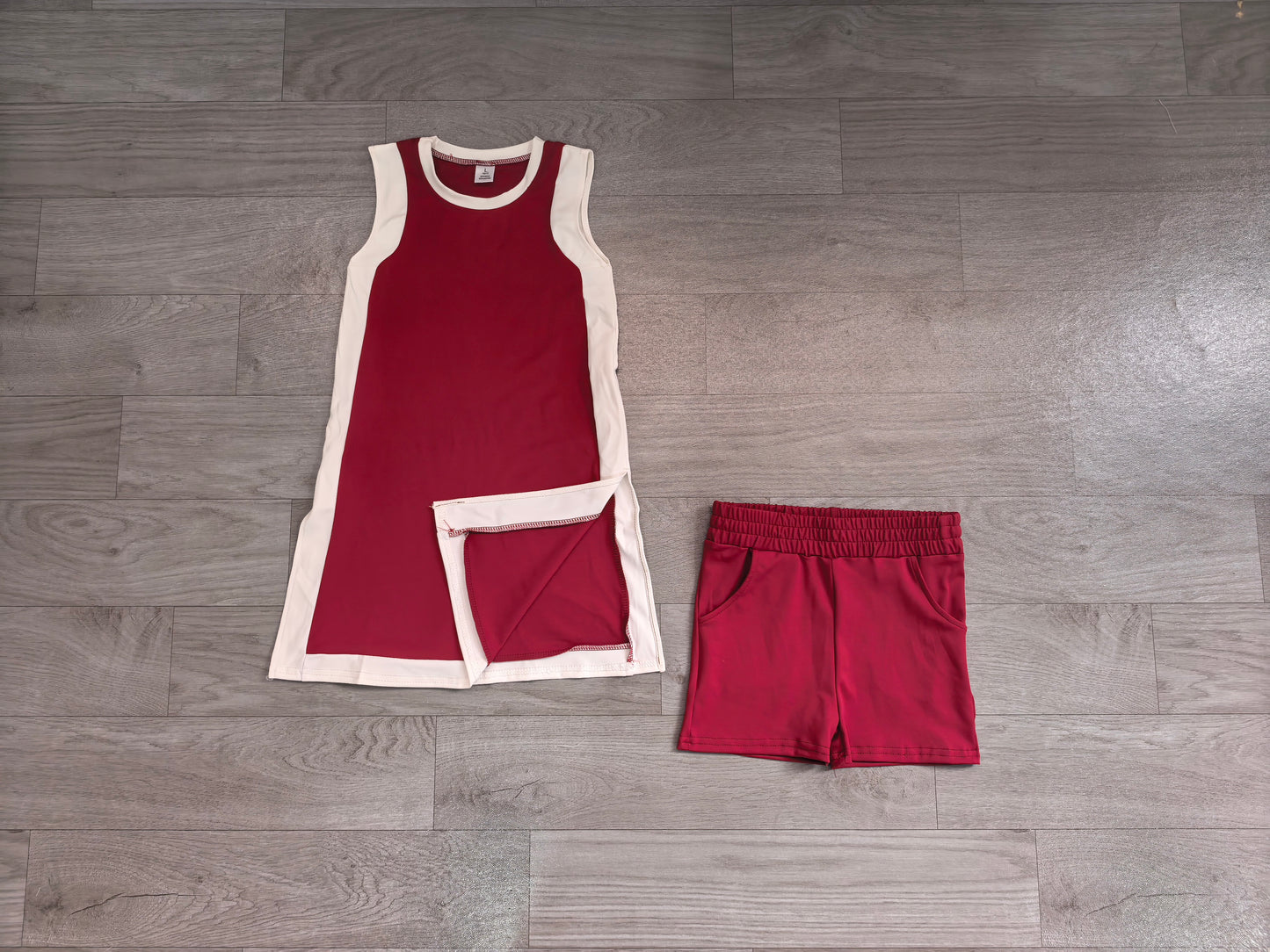 Pre order two pieces maroon yoga shorts set