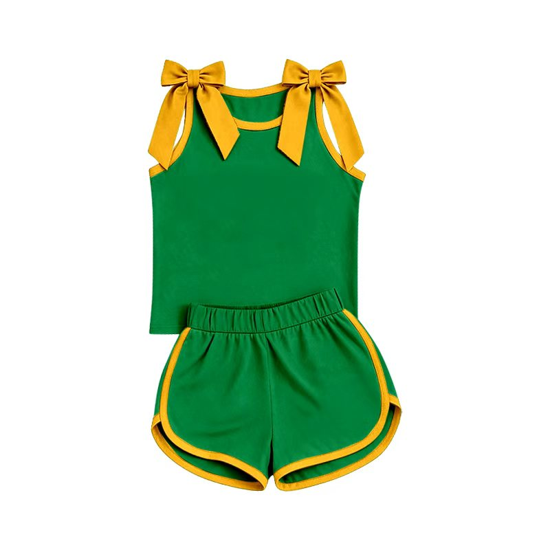 Pre order green yellow shorts set