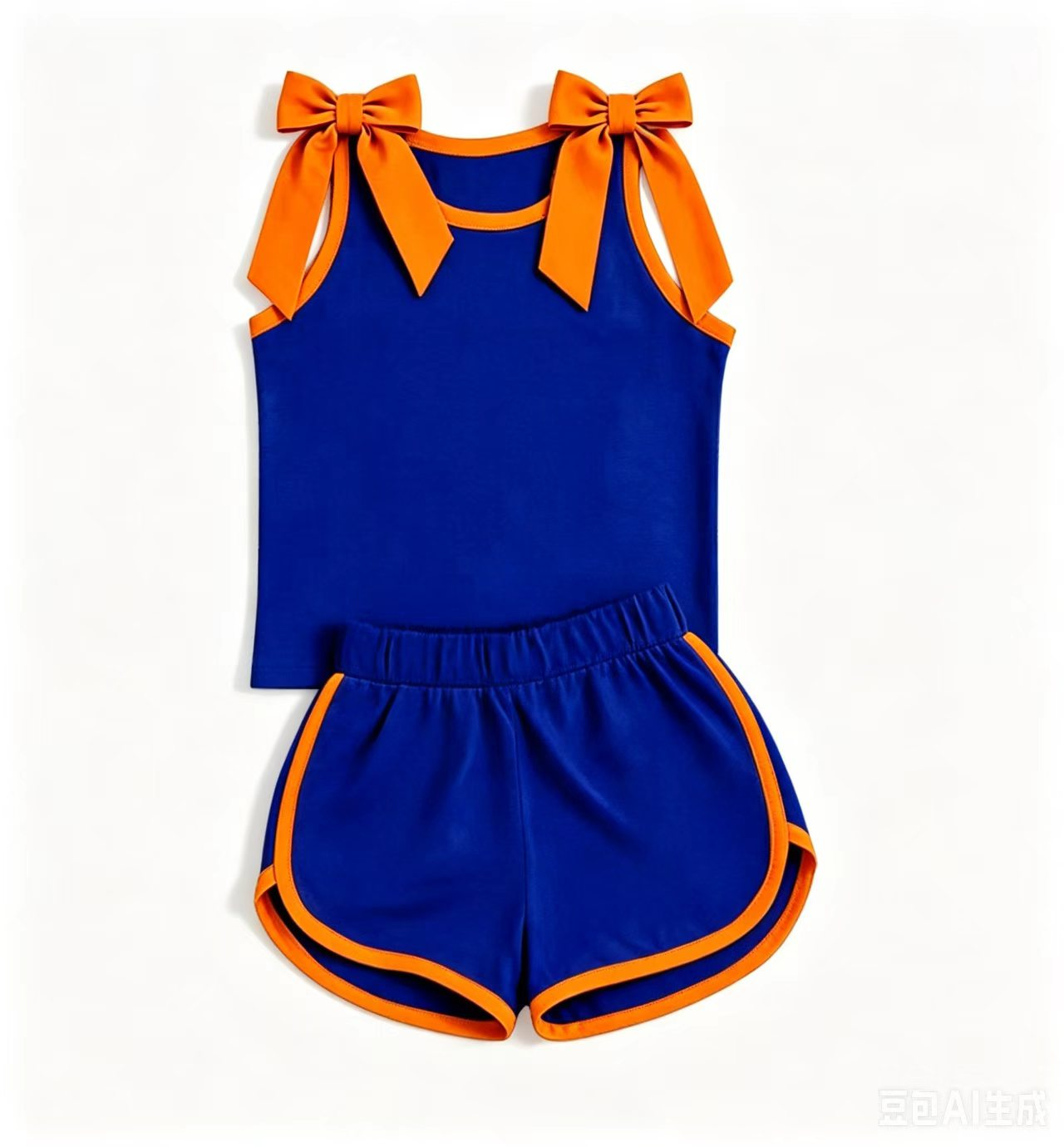 Pre order royal blue orange bow shorts set