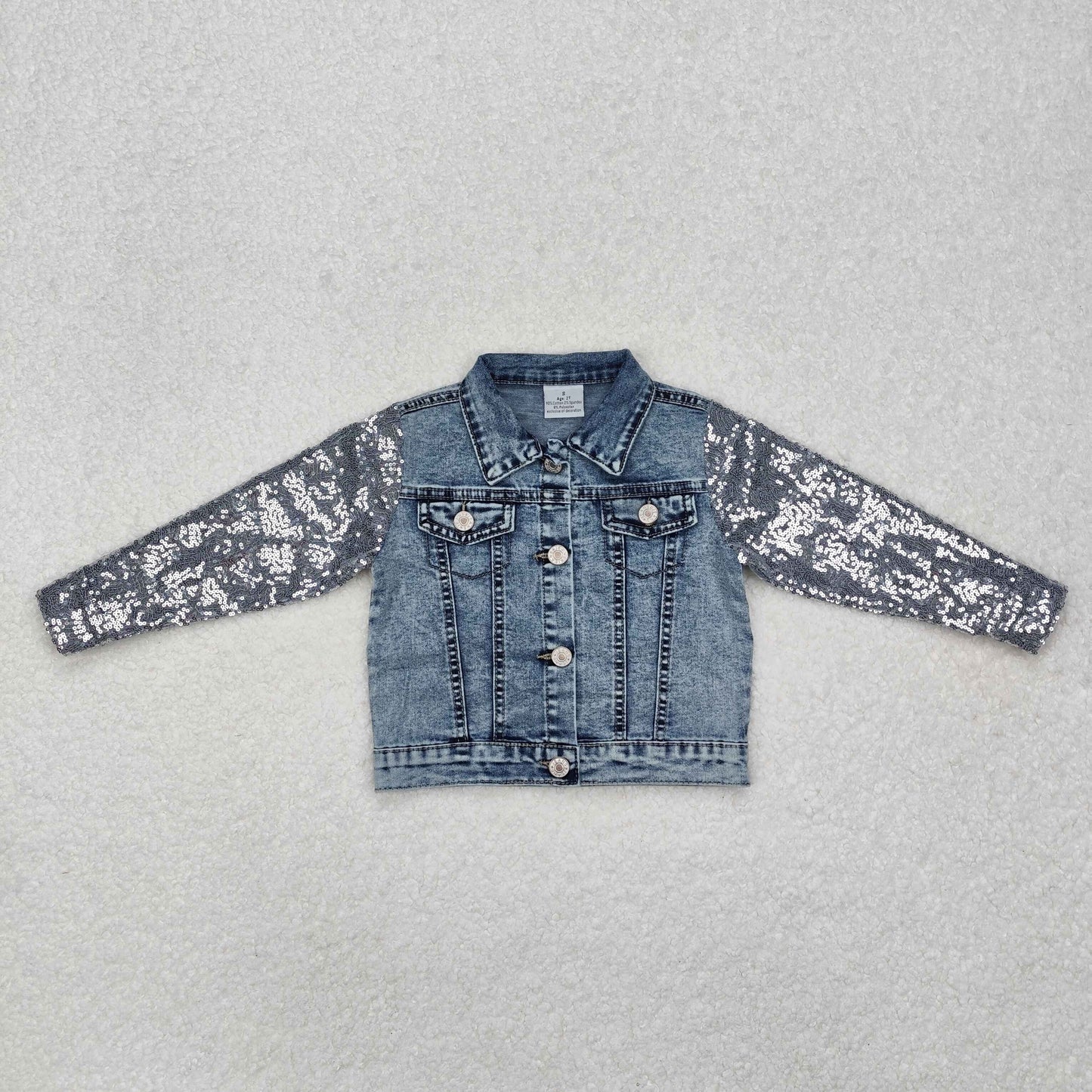 GT0148 Baby Girls Blue Sequined Denim Jacket