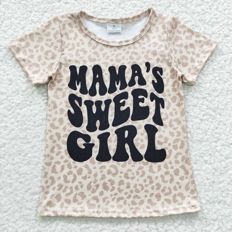 GT0185 mama's sweet girl leopard light khaki short-sleeved top  D 5.17