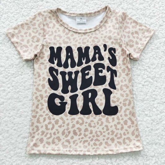GT0185 mama's sweet girl leopard light khaki short-sleeved top  D 5.17