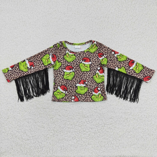 GT0190 Christmas Cartoon Leopard Fringe Top
