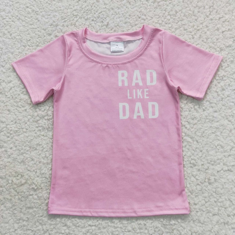 GT0309 rad like dad letter lightning plaid pink short-sleeved top