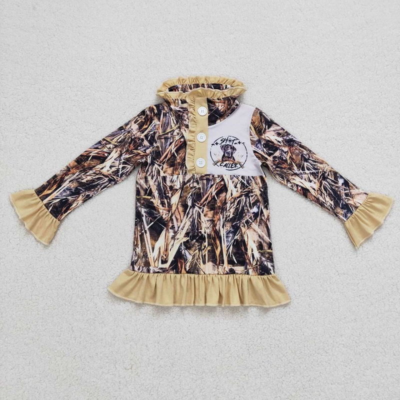 GT0313 Branch camouflage hunting dog lace zipper long-sleeved top