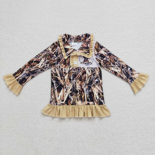 GT0313 Branch camouflage hunting dog lace zipper long-sleeved top