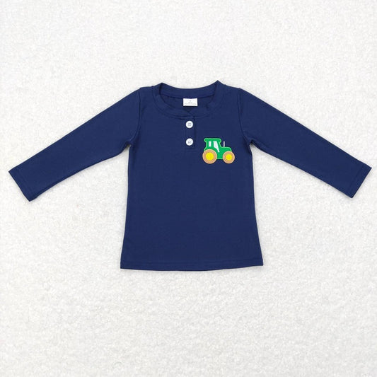 GT0355 Embroidered Tractor Dark Blue Long Sleeve Top