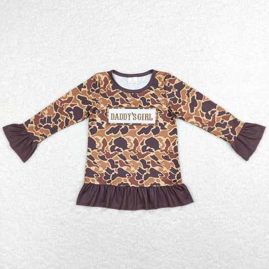 GT0404 daddy's girl letter brown camouflage long sleeve top