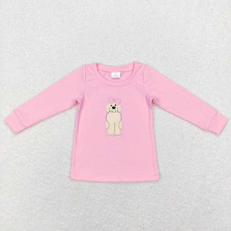 GT0408 Bow puppy pink long sleeve top