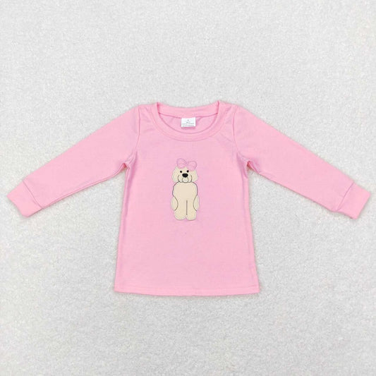 GT0408 Bow puppy pink long sleeve top
