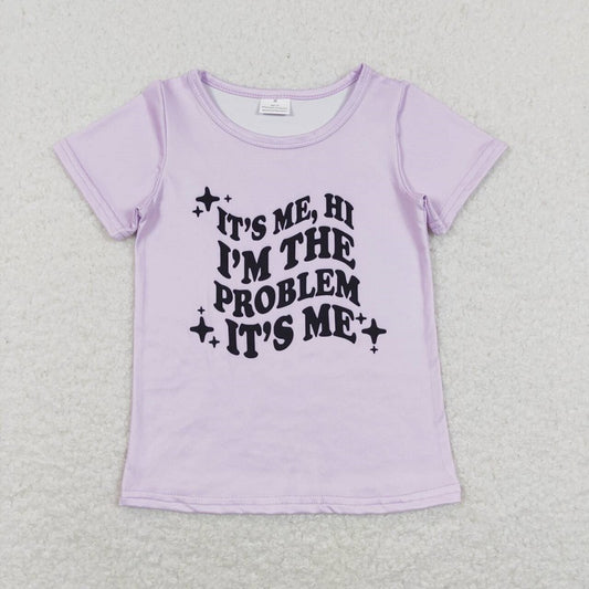 GT0432 Alphabet purple short-sleeved top