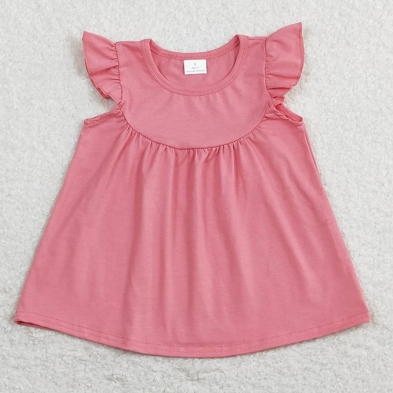 GT0462 Pure color pink flying sleeve top