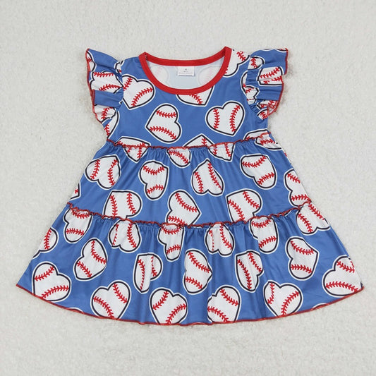 GT0483 Love baseball blue flying sleeve top