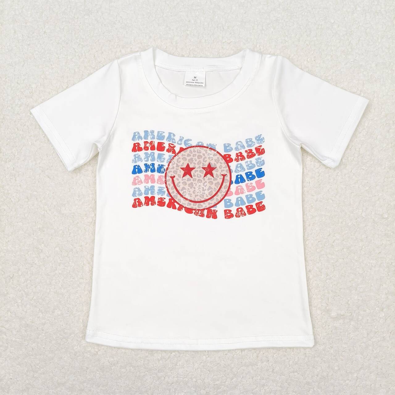 GT0502 Leopard print white short-sleeved top
