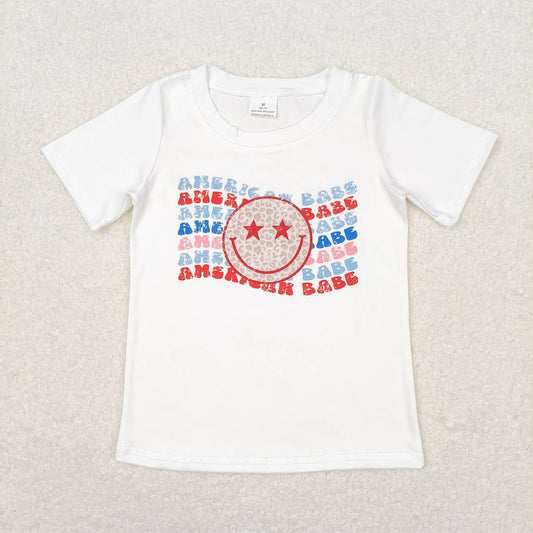 GT0502 Leopard print white short-sleeved top