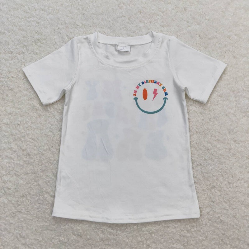 GT0503 in my birthday era letter white short sleeve top