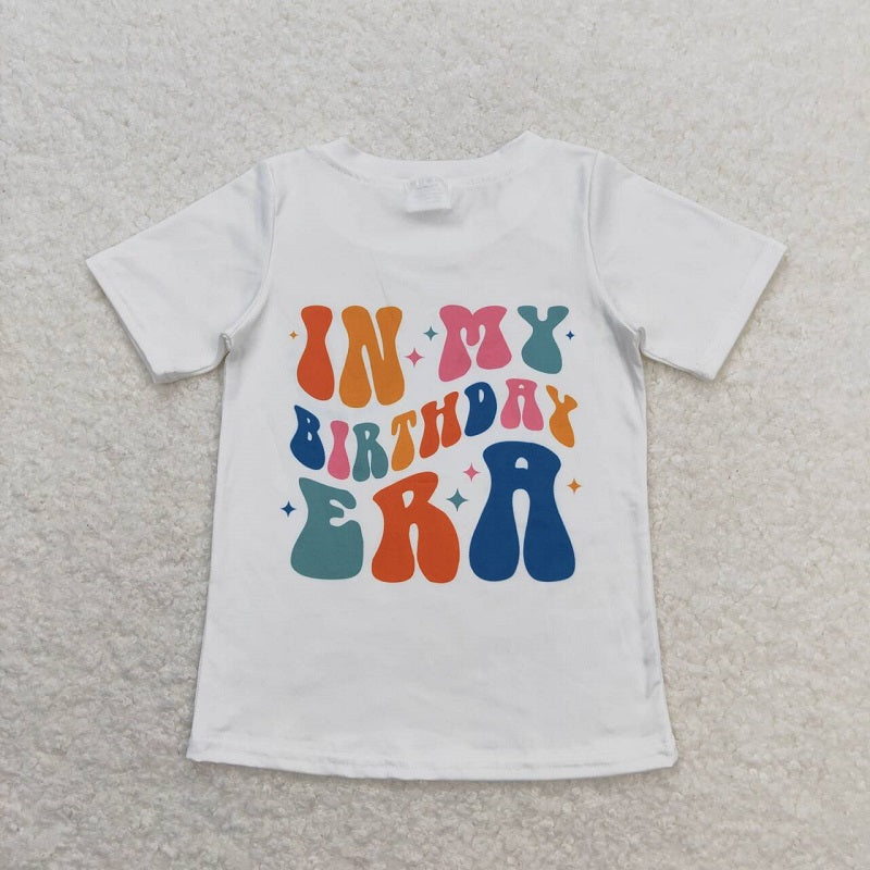 GT0503 in my birthday era letter white short sleeve top