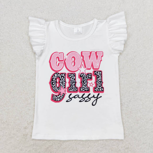 GT0504 cowgirl sassy lettering white lace sleeve top