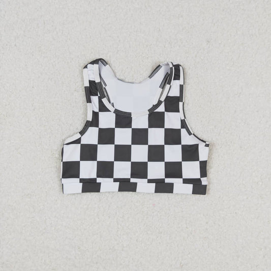 GT0522 Black and white plaid sleeveless top