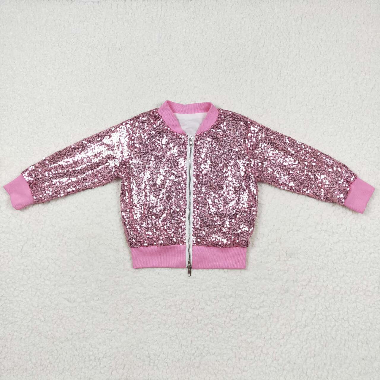 GT0541 Light pink sequined long-sleeved top