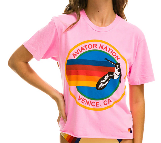 pre-order GT0542 Letter Surf Pink Short Sleeve Top