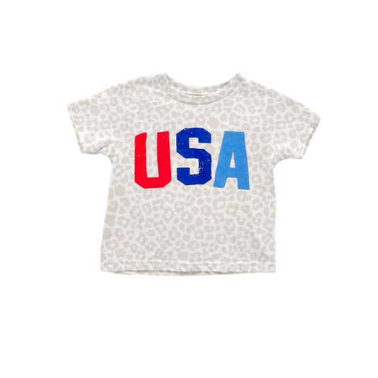 preorder GT0548 Adult women USA leopard print short-sleeved top