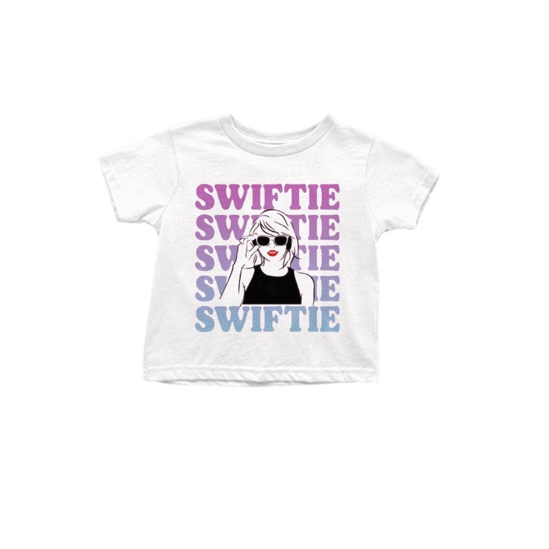GT0550 white short-sleeved top with swiftie lettering