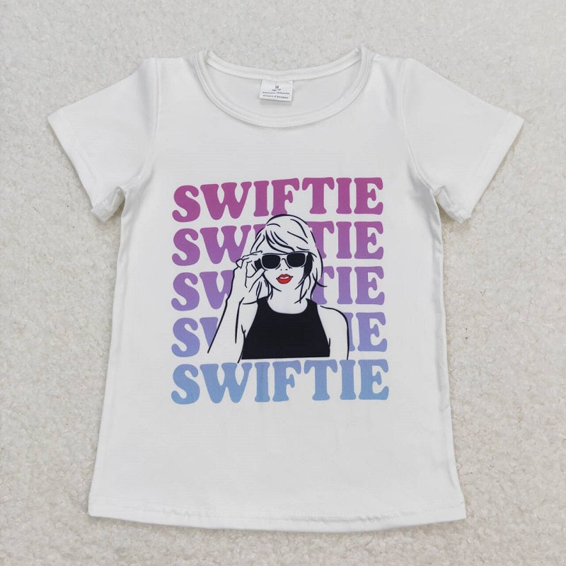 GT0550 white short-sleeved top with swiftie lettering