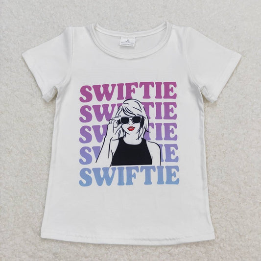 GT0550 white short-sleeved top with swiftie lettering