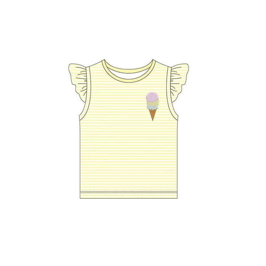 presale GT0579 Ice cream yellow striped flying sleeve top