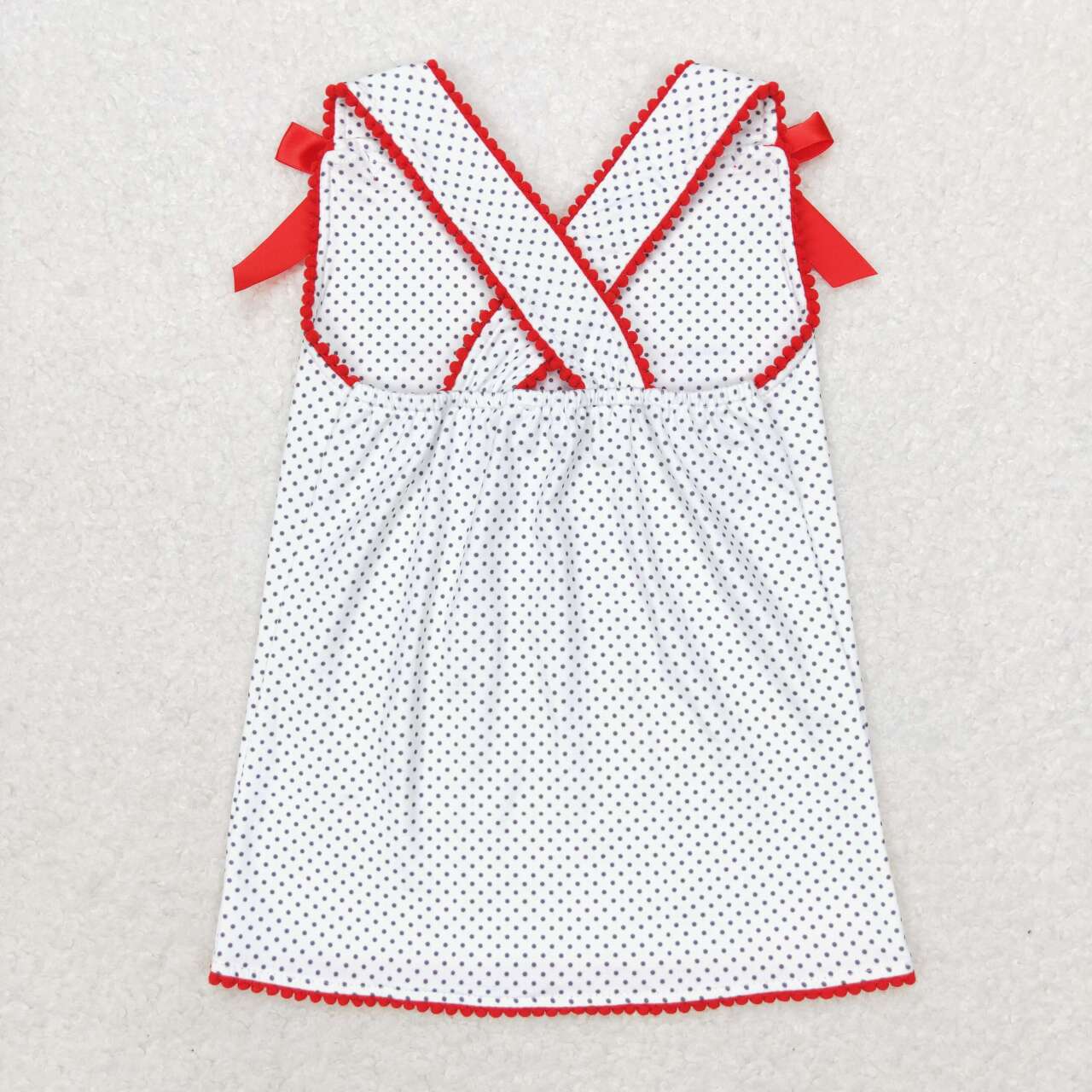 GT0599 Embroidered flag polka dot white sleeveless top