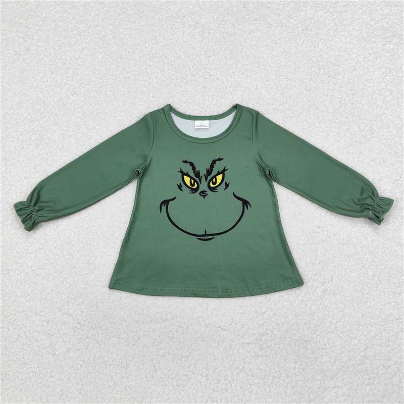 Match Baby Girls Boys Christmas Green Face Smile Tunic Tops