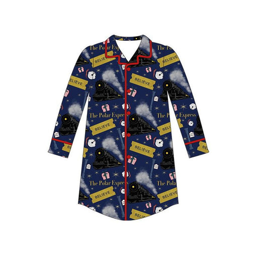 presale GT0620 Adult female believe train navy blue long sleeve top