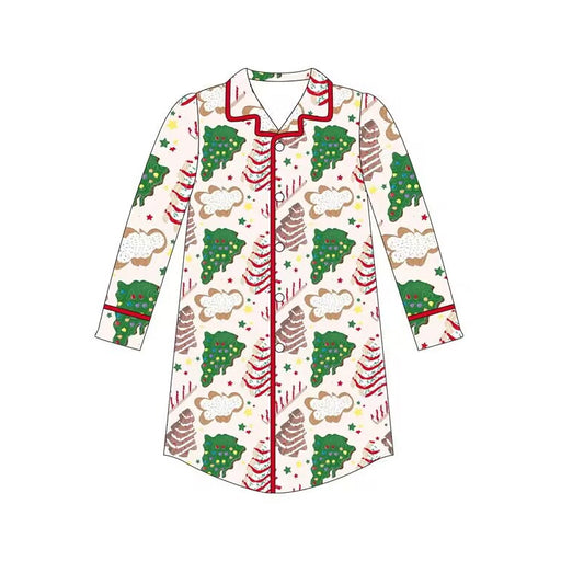 presale GT0622 Adult Women Christmas Tree Cookies Gingerbread Man Long Sleeve Top