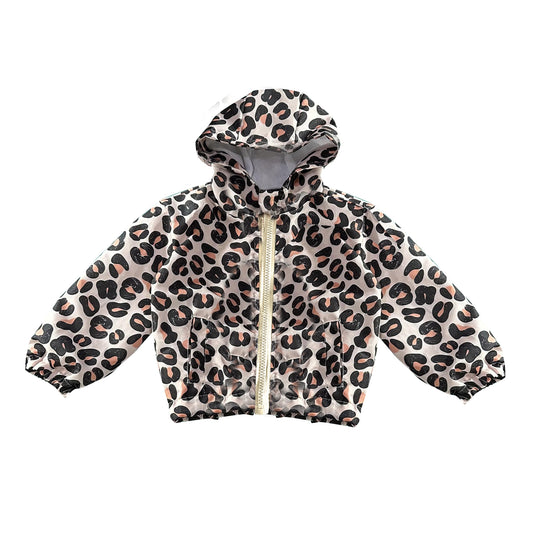 preorder GT0636 Leopard Light Zip-Up Hooded Long Sleeve Top