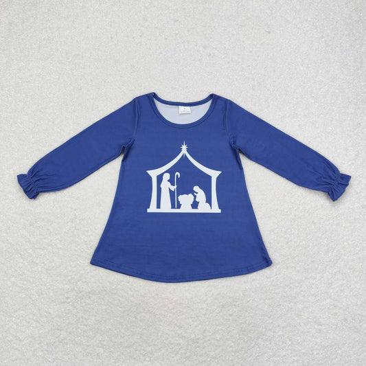 GT0642 Jesus Navy Lace Long Sleeve Top