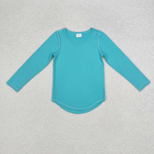 GT0644 Teal solid long sleeve top