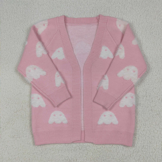 GT0650 Halloween Ghost Rose Red Long Sleeve Cardigan Sweater D 6.30