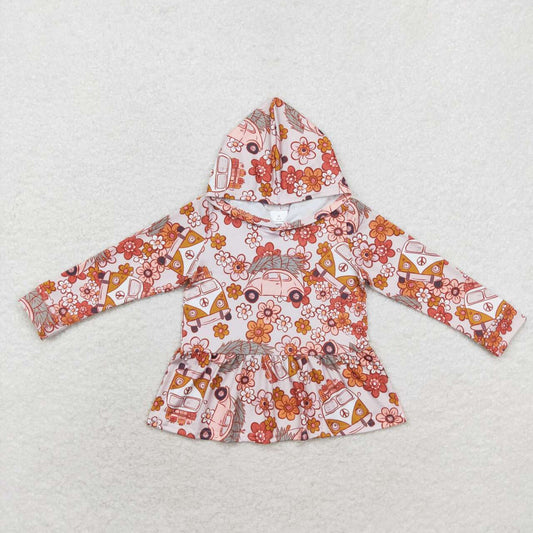 GT0652 Flower Bus Hooded Long Sleeve Top