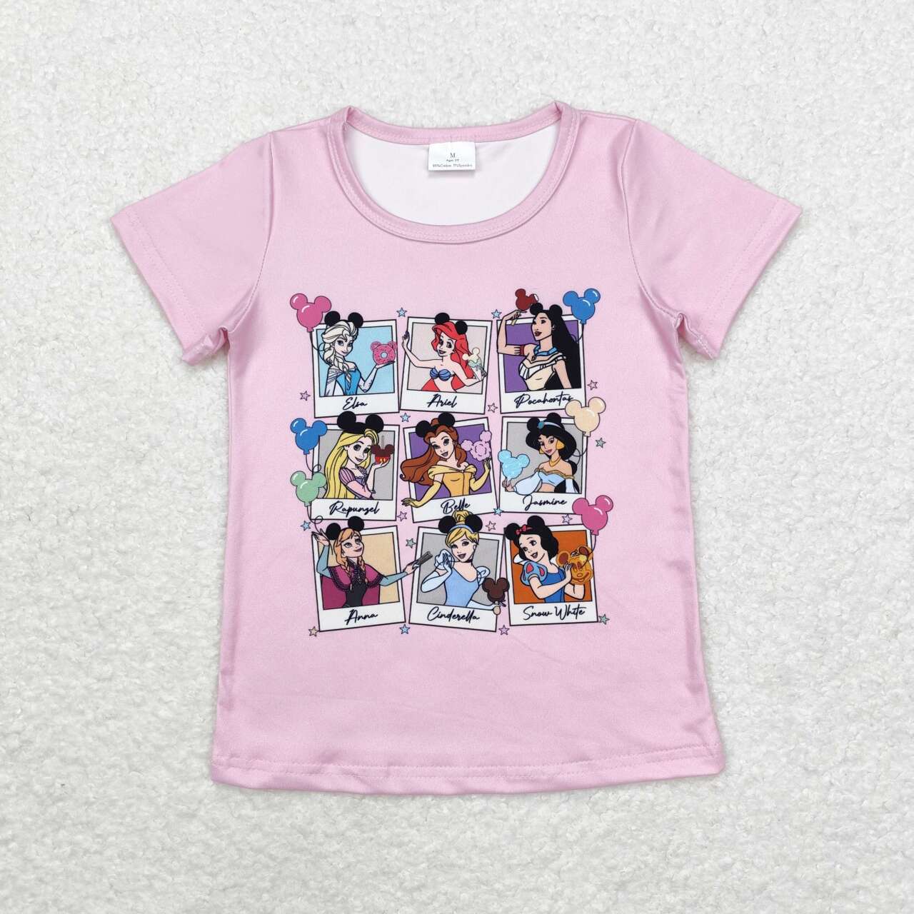 GT0676 Cartoon Princess Pink Short Sleeve Top