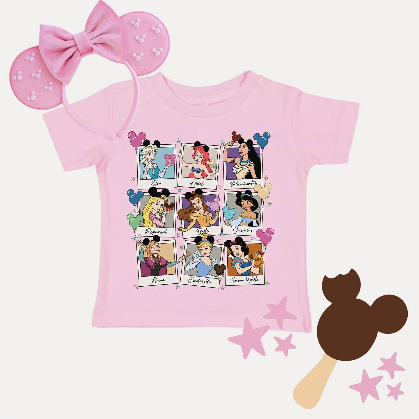 GT0676 Cartoon Princess Pink Short Sleeve Top