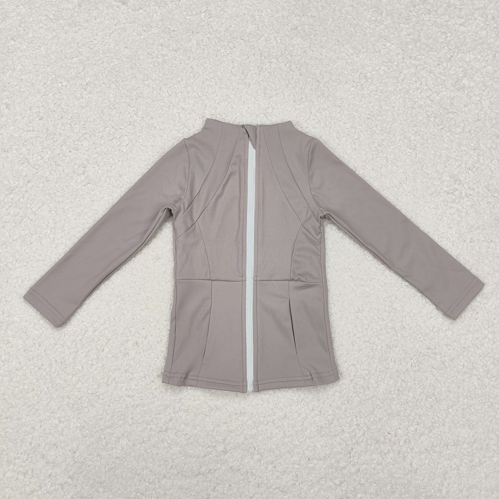 GT0679  Baby Girls Grey Zip Pocket Yoga Active Wear Jackets