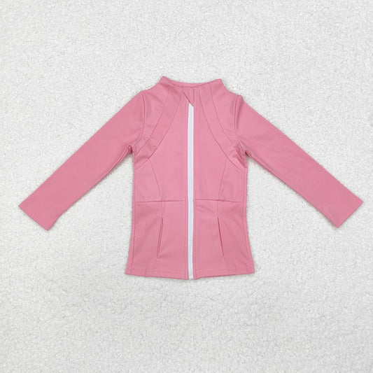 GT0680 Baby Girls Dark Pink Zip Pocket Yoga Active Wear Jackets