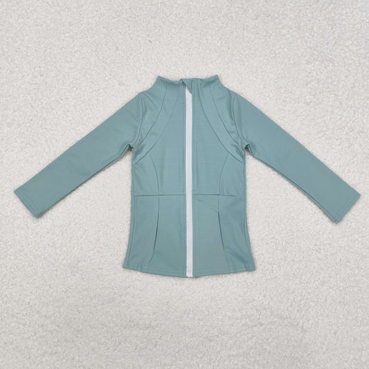 GT0682 Baby Girls Green Zip Pocket Yoga Active Wear Jackets