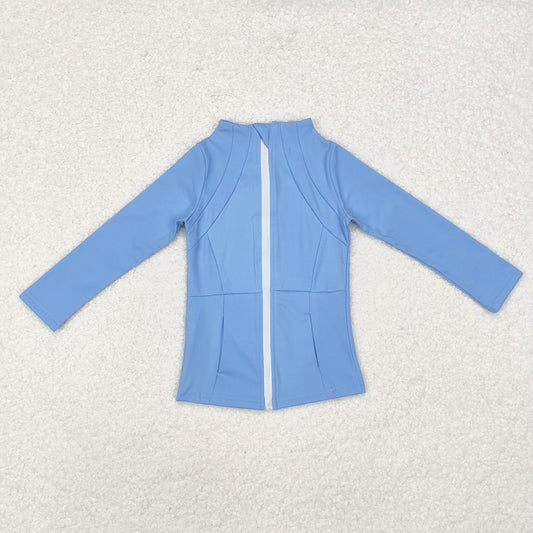 GT0684 Baby Girls Light Blue Zip Pocket Yoga Active Wear Jackets
