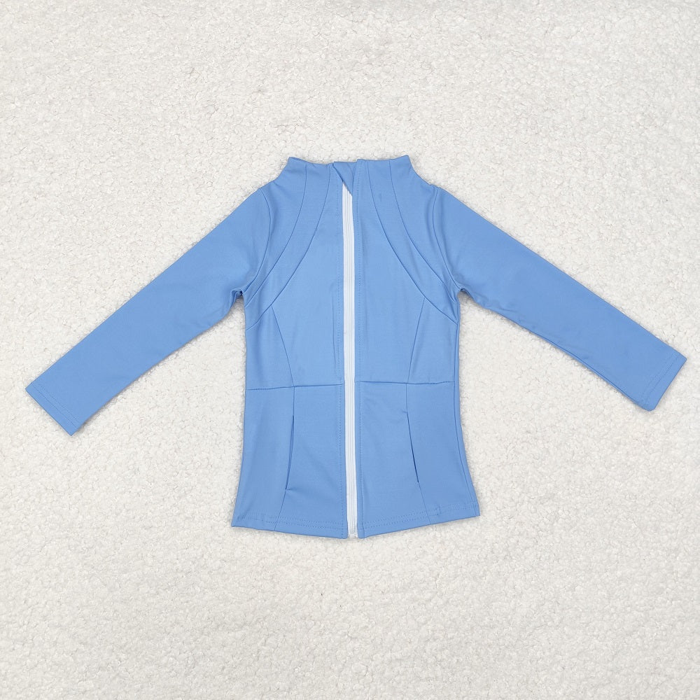 GLP1558  Baby Girls Blue Yoga Active Wear Jackets Pants 2pcs Clothes Sets
