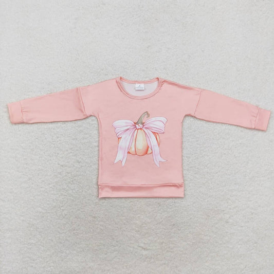 GT0692 Pumpkin Pink Bow Long Sleeve Top