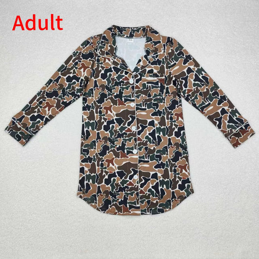 GT0695 Adult female brown green camouflage beige long-sleeved top